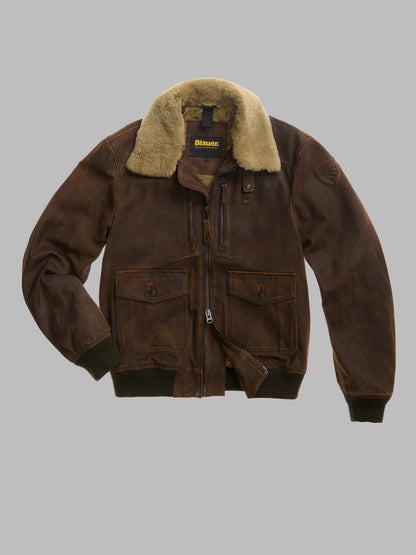 Giubbino In pelle Cheitons Blauer Usa