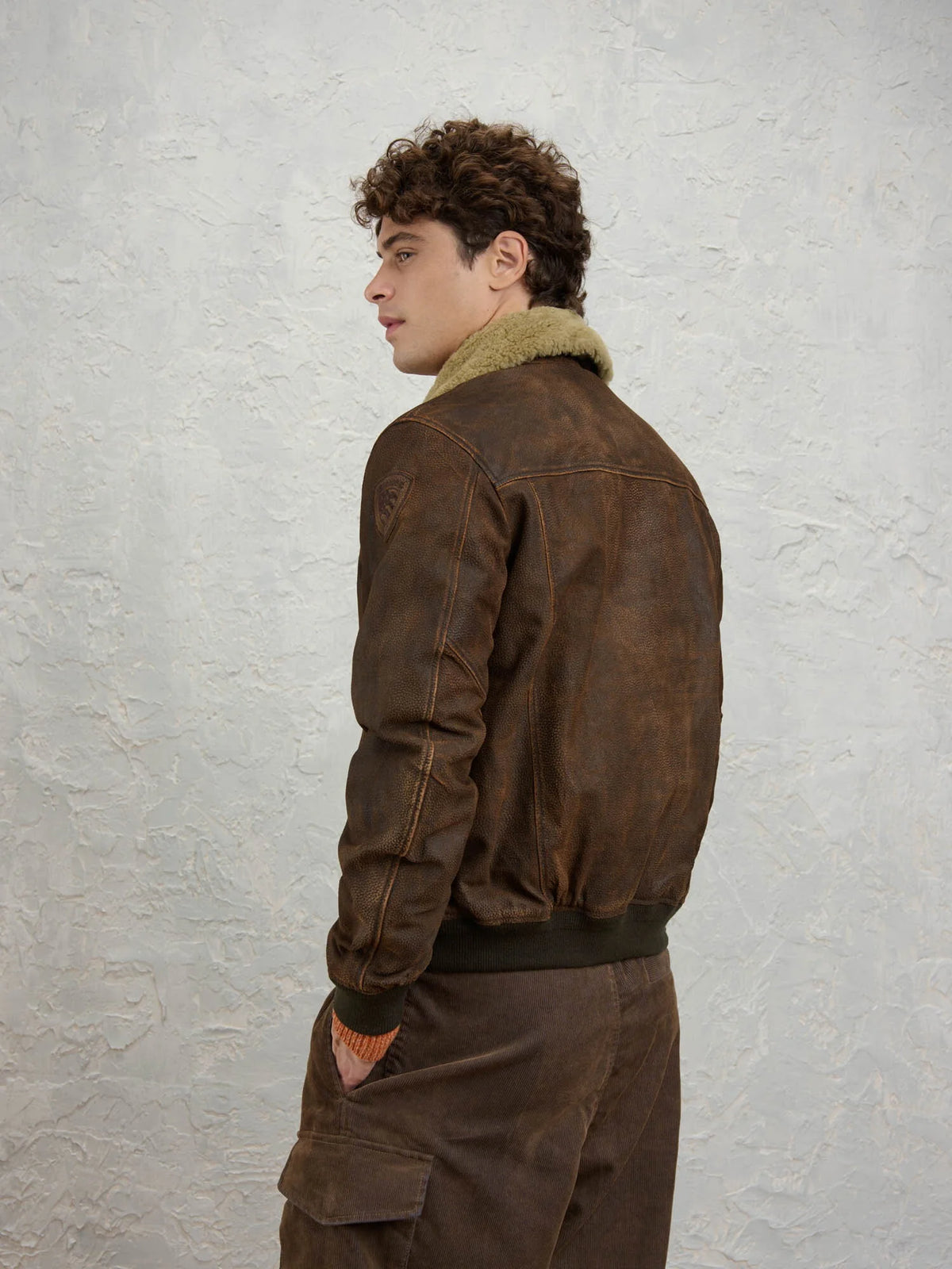Giubbino In pelle Cheitons Blauer Usa