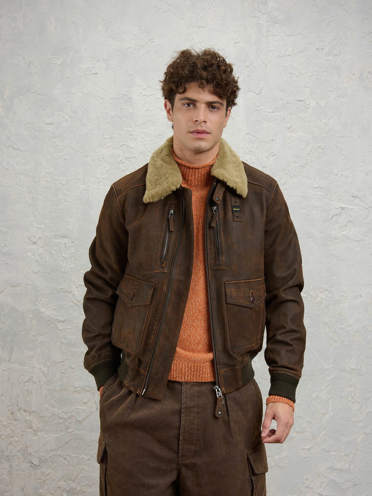 Giubbino In pelle Cheitons Blauer Usa
