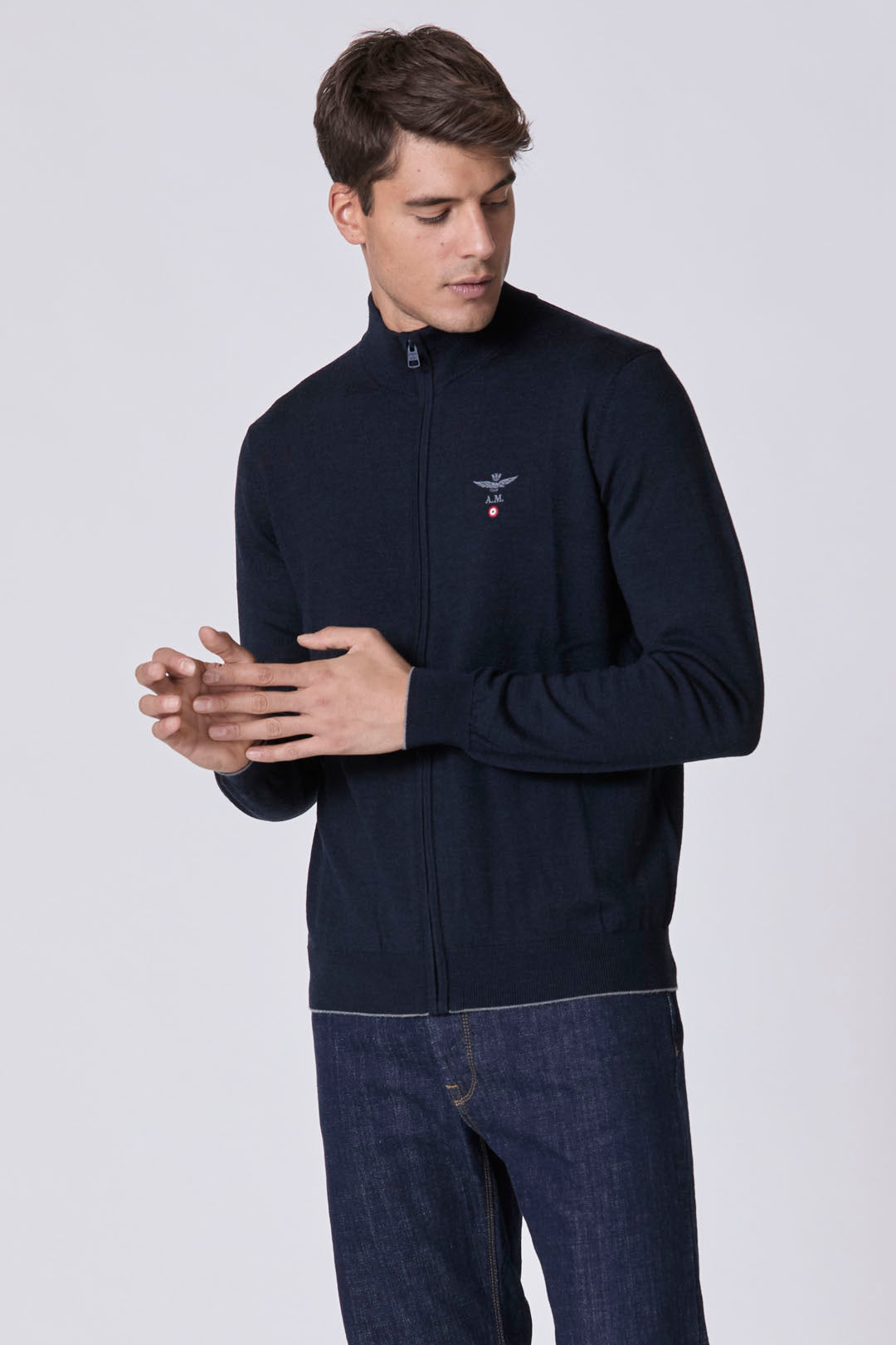 Maglia Full zip in lana merino Aeronautica Militare