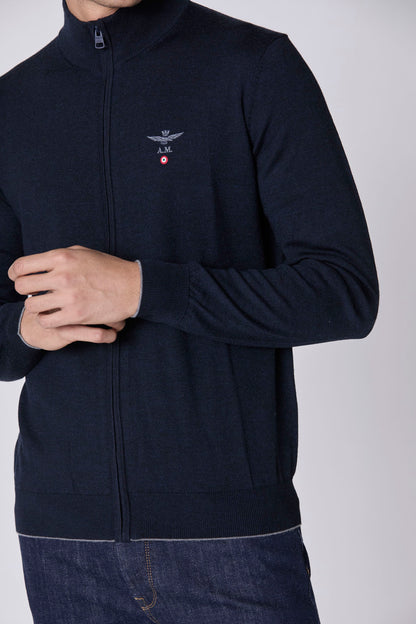 Maglia Full zip in lana merino Aeronautica Militare